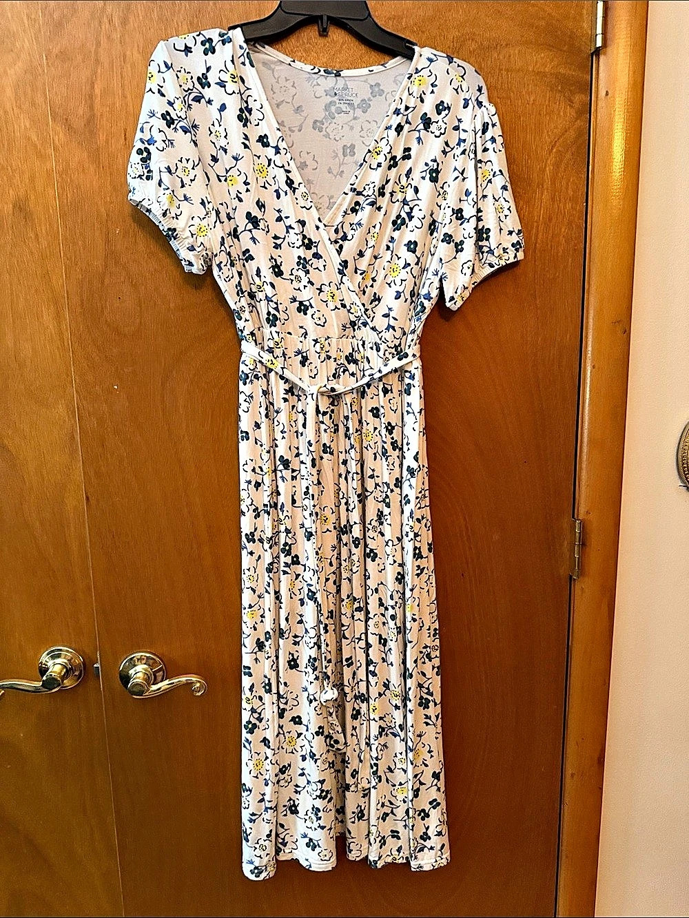 Market & Spruce Floral Maxi Dress in White & Blue Size Large Like New